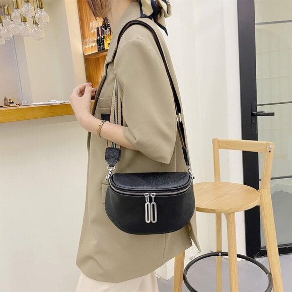 💫 Glt.etl Crossbody Bag Women Black Fashion Leather Genuine Belt Waist Pack - Picture 6 of 7